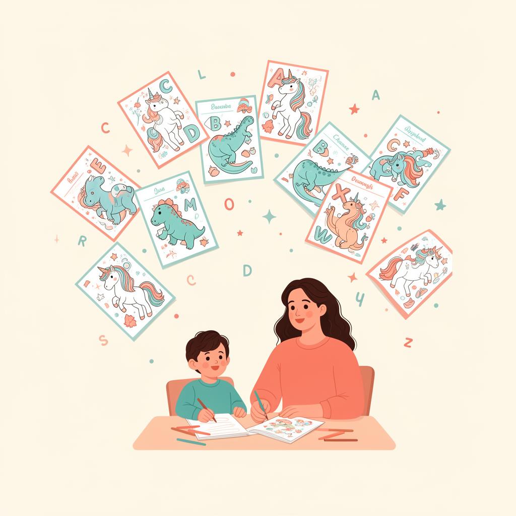 Parent and child creating a personalized coloring book with ColorGenieAI